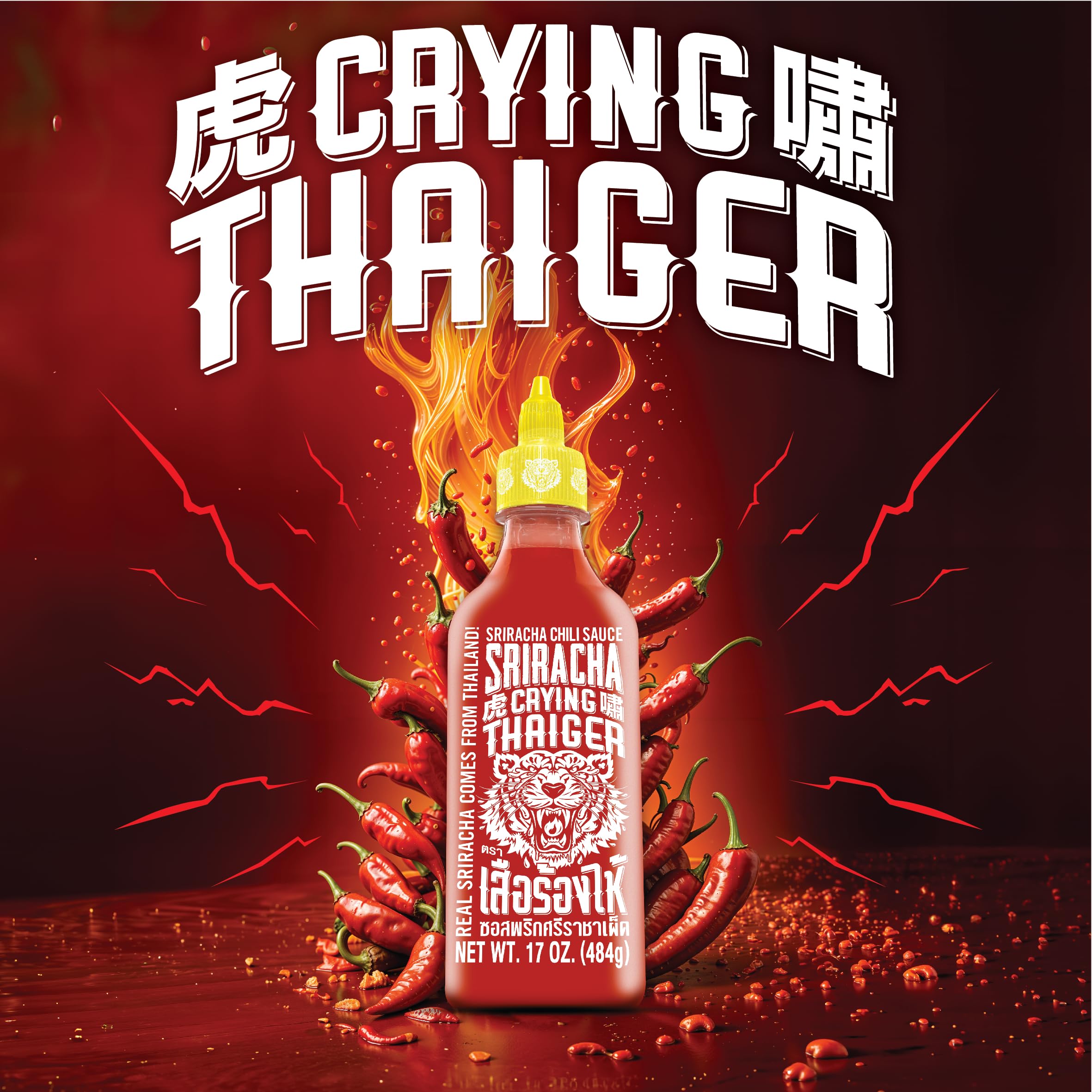 Crying Thaiger Sriracha on a burger delivers tangy kick.