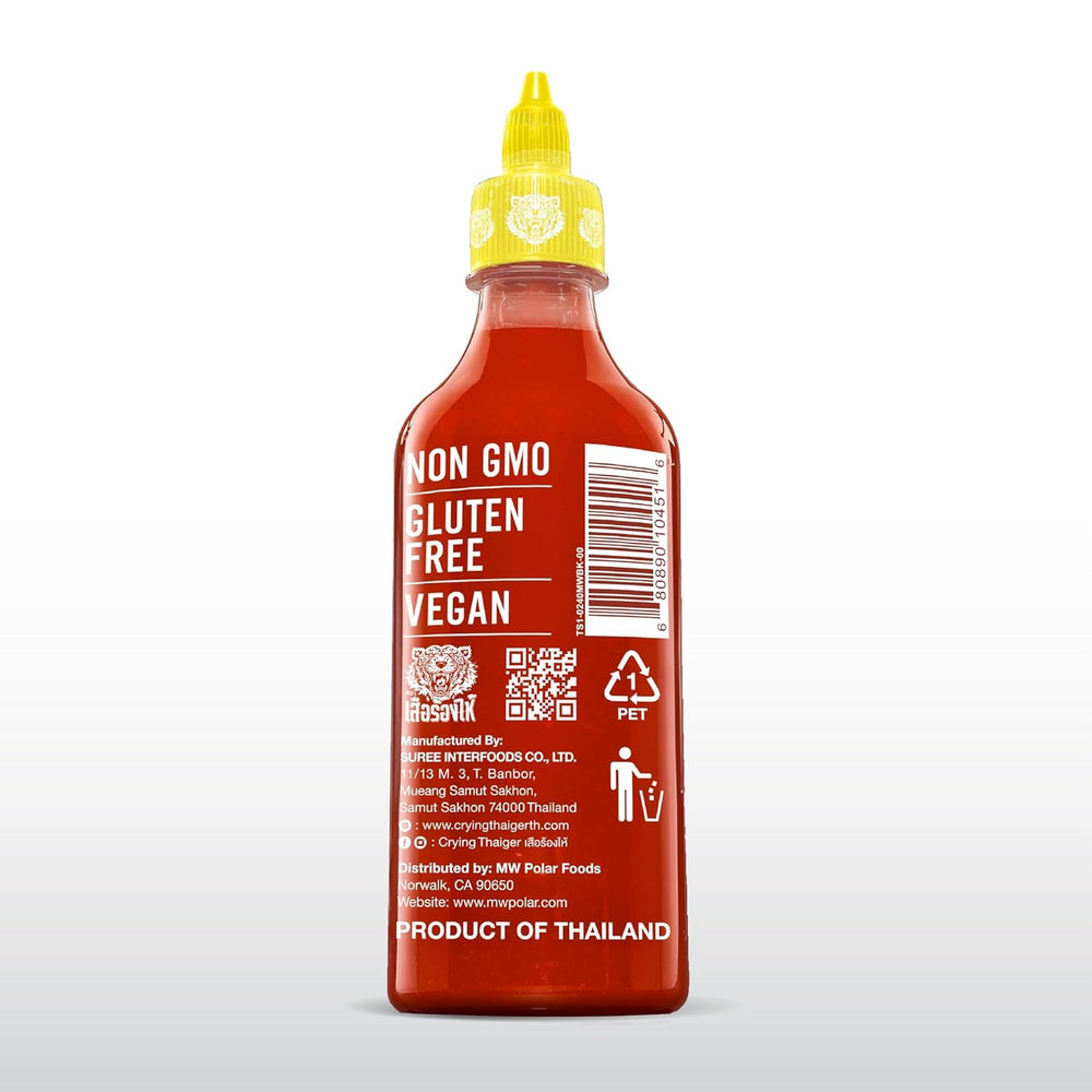 Crying Thaiger 17oz bottle ready for versatile kitchen use.