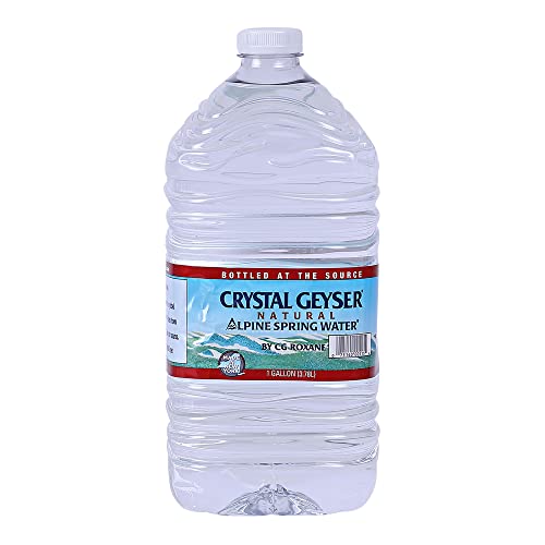 Crystal Geyser water jug close-up shows pure spring source and fresh clarity.