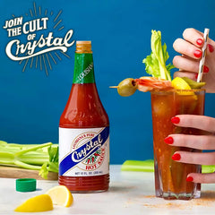 Crystal Hot Sauce label close-up highlights simple ingredients