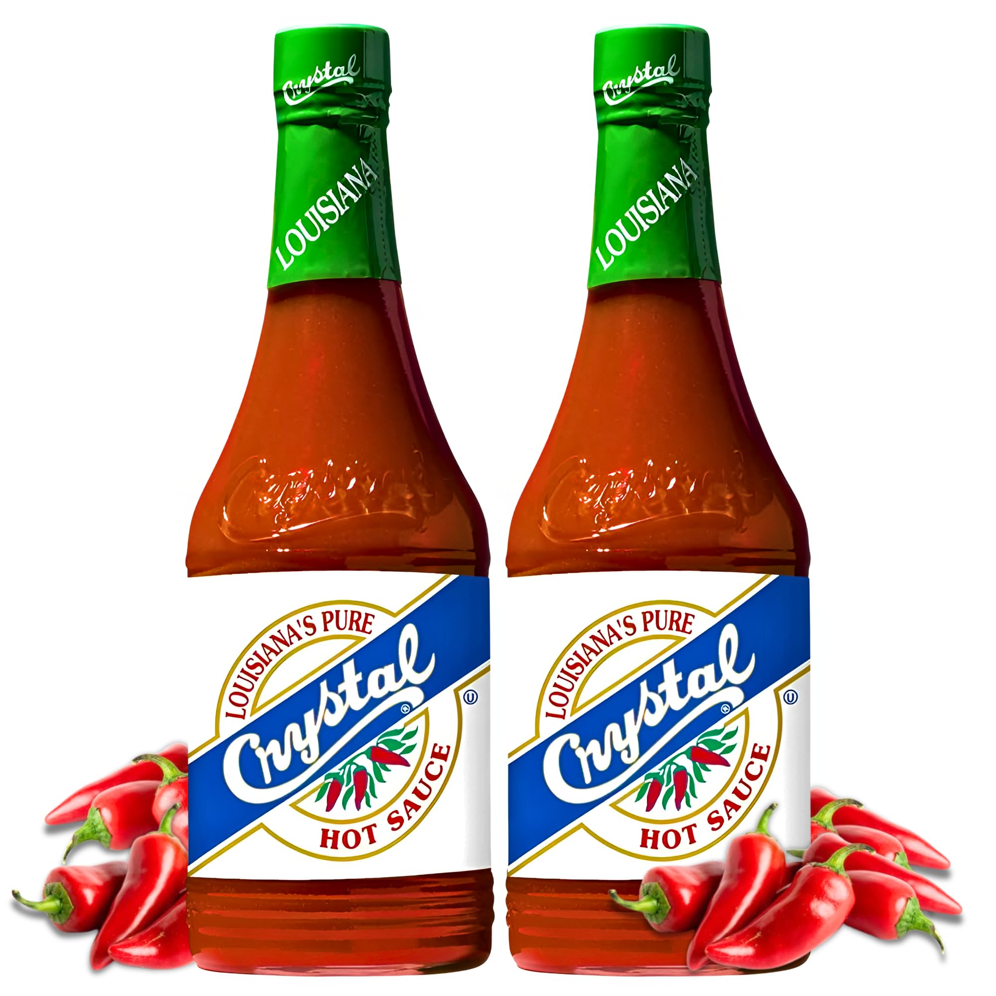 Crystal Hot Sauce Original two-pack bottles showcase bold flavor for sandwiches.