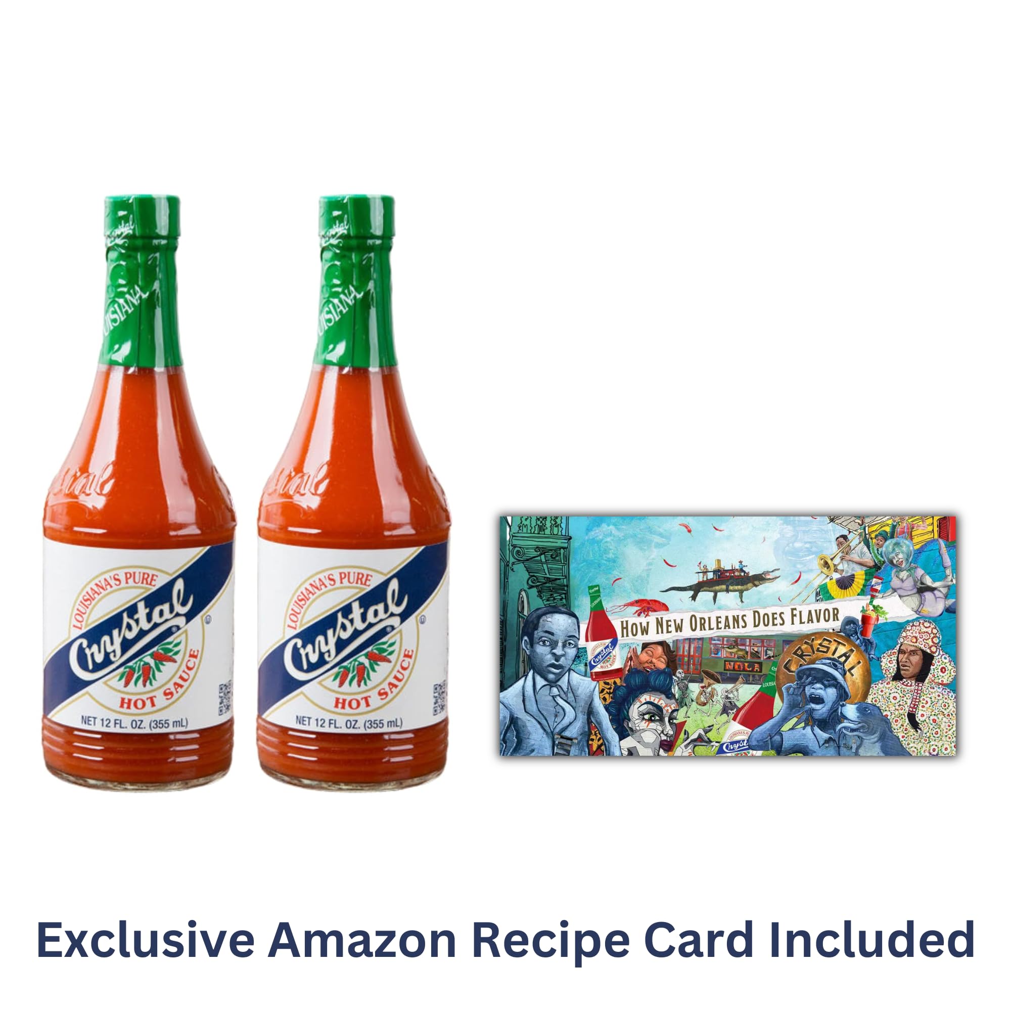 Crystal Hot Sauce packaging interior view shows two 12 oz bottles.