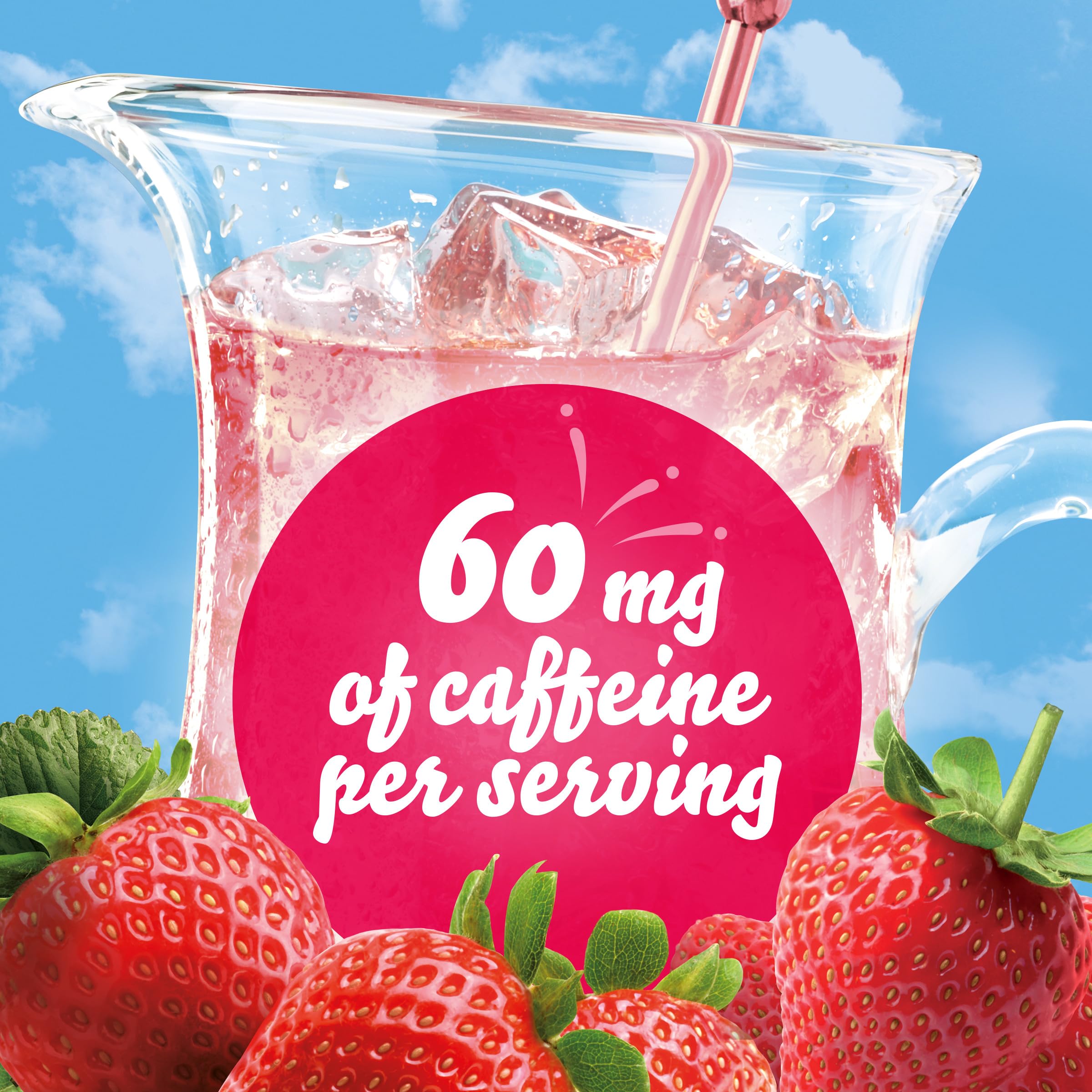 Crystal Light packet with sixty milligrams of caffeine per serving for energy.