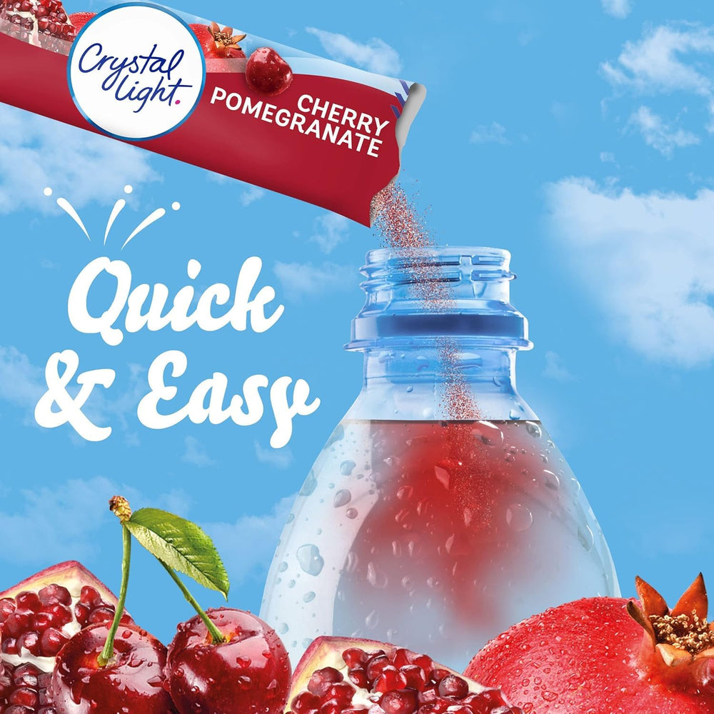 Crystal Light Cherry Pomegranate label close-up showing antioxidants.