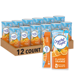 Crystal Light Classic Orange powder ready to mix for zero sugar, five calories per serving.