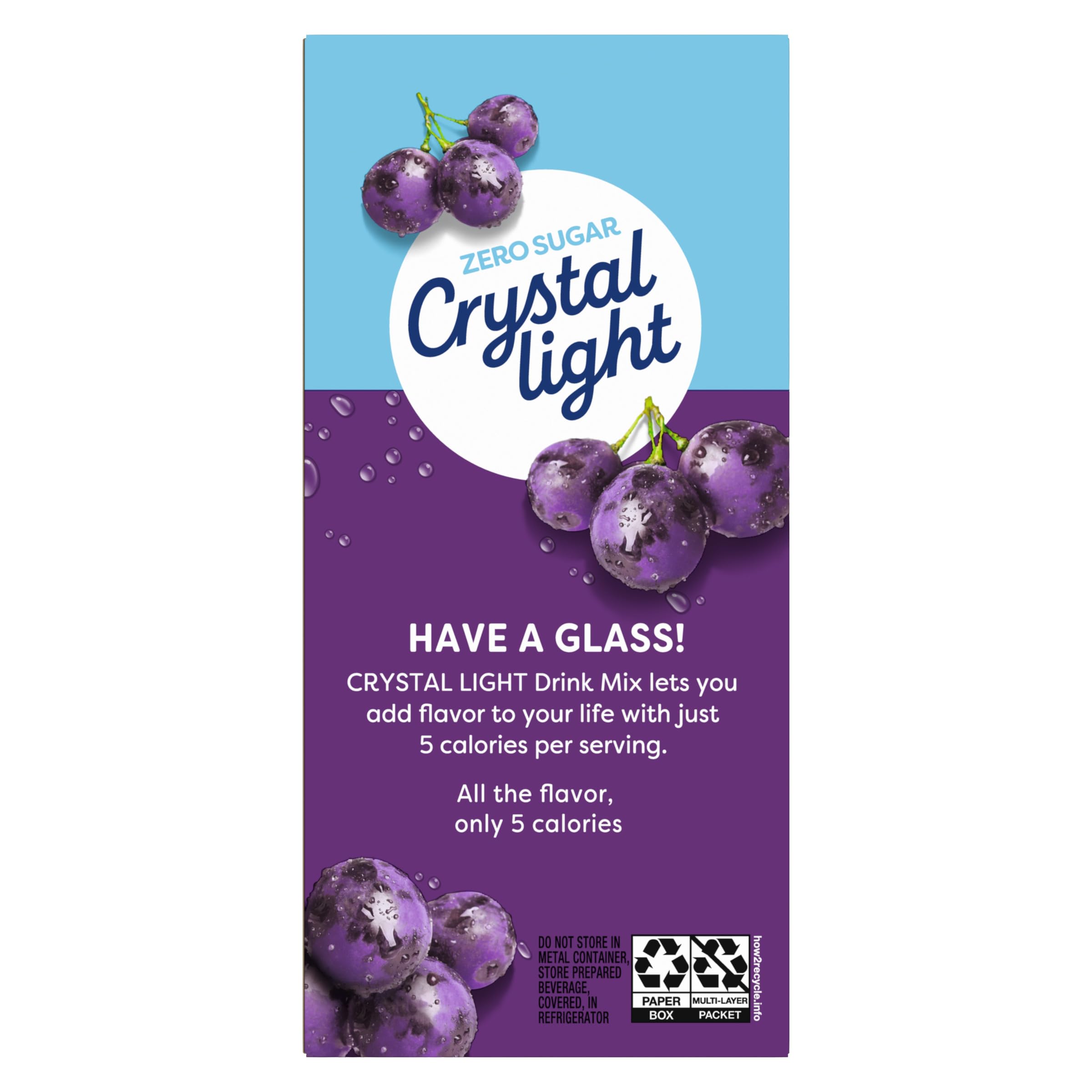Six-pack Crystal Light Concord Grape packets ready for family gatherings.