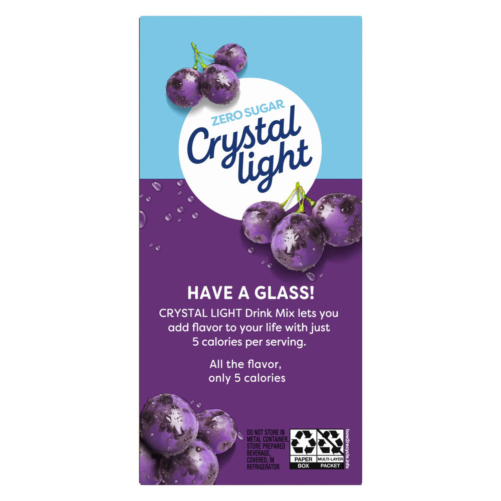 Six-pack Crystal Light Concord Grape packets ready for family gatherings.