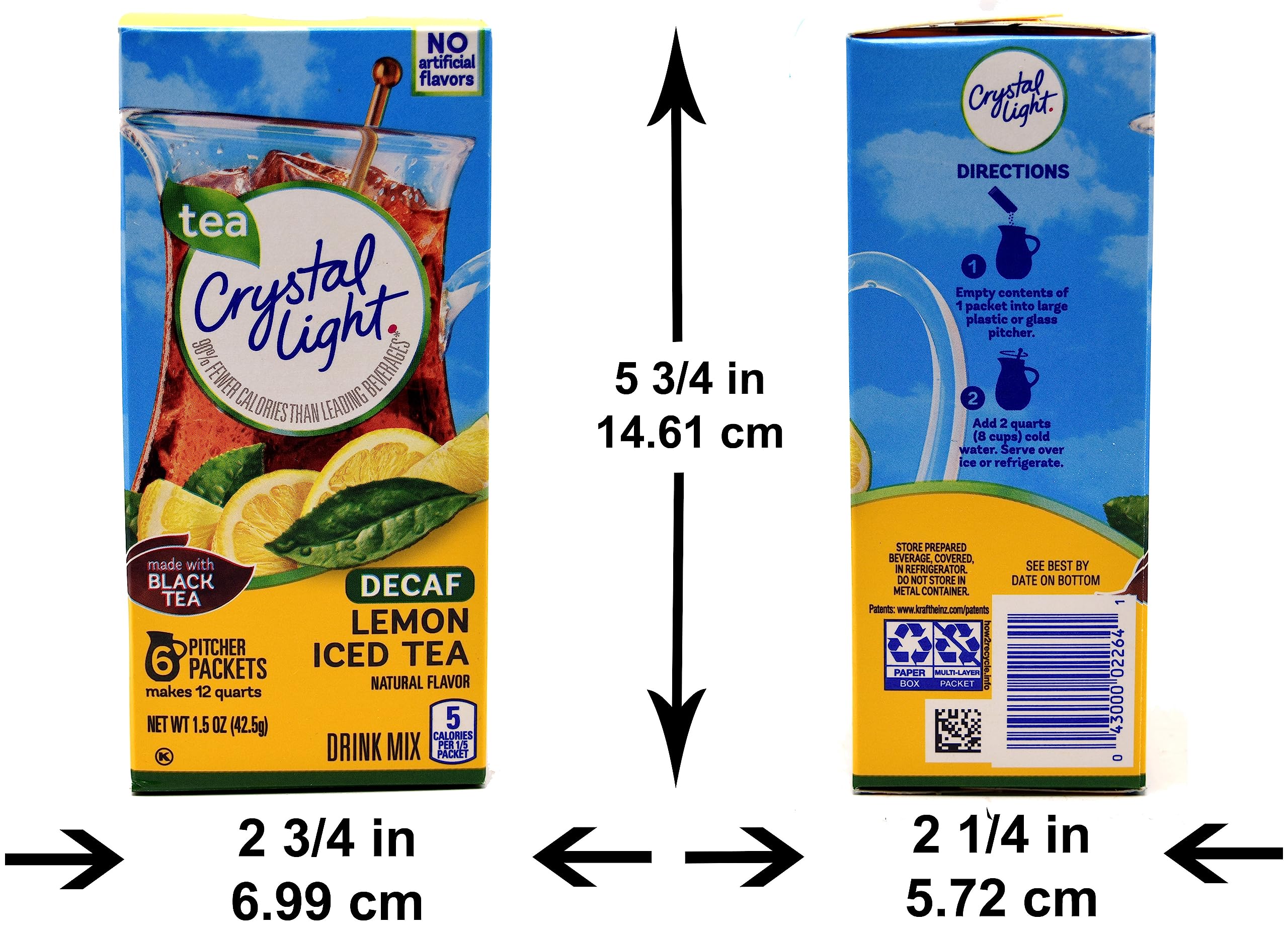 Crystal Light Decaf Lemon Iced Tea display box for convenient multi-pack usage.