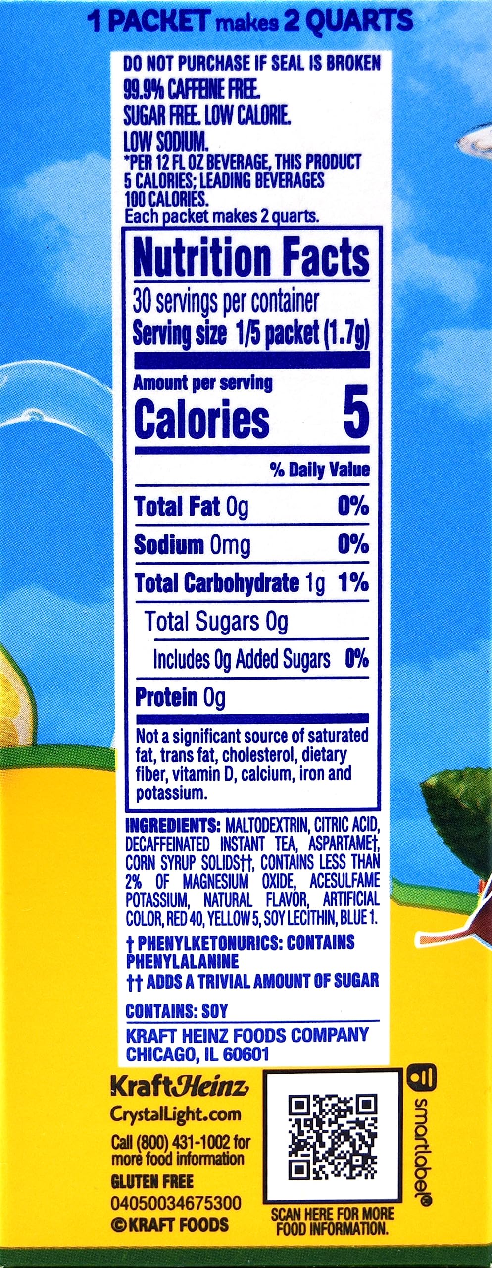 Crystal Light Decaf Lemon Iced Tea packets arranged for quick flavor boosts.