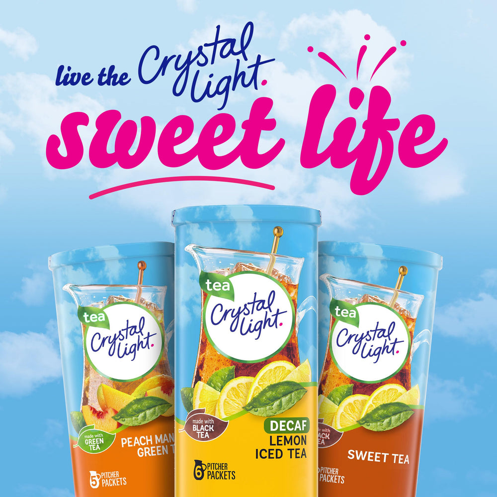 Crystal Light decaf lemon iced tea powder bundle with 72 packets highlights value.