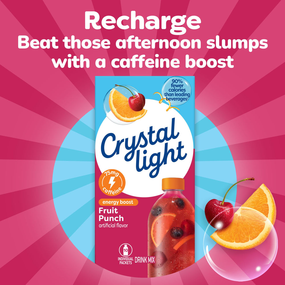 Crystal Light Energy Boost Fruit Punch box front detail