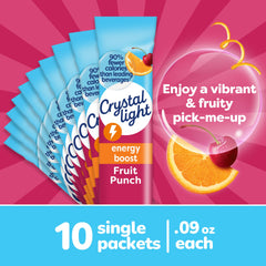 Crystal Light Energy Boost Fruit Punch on-the-go packets for busy days