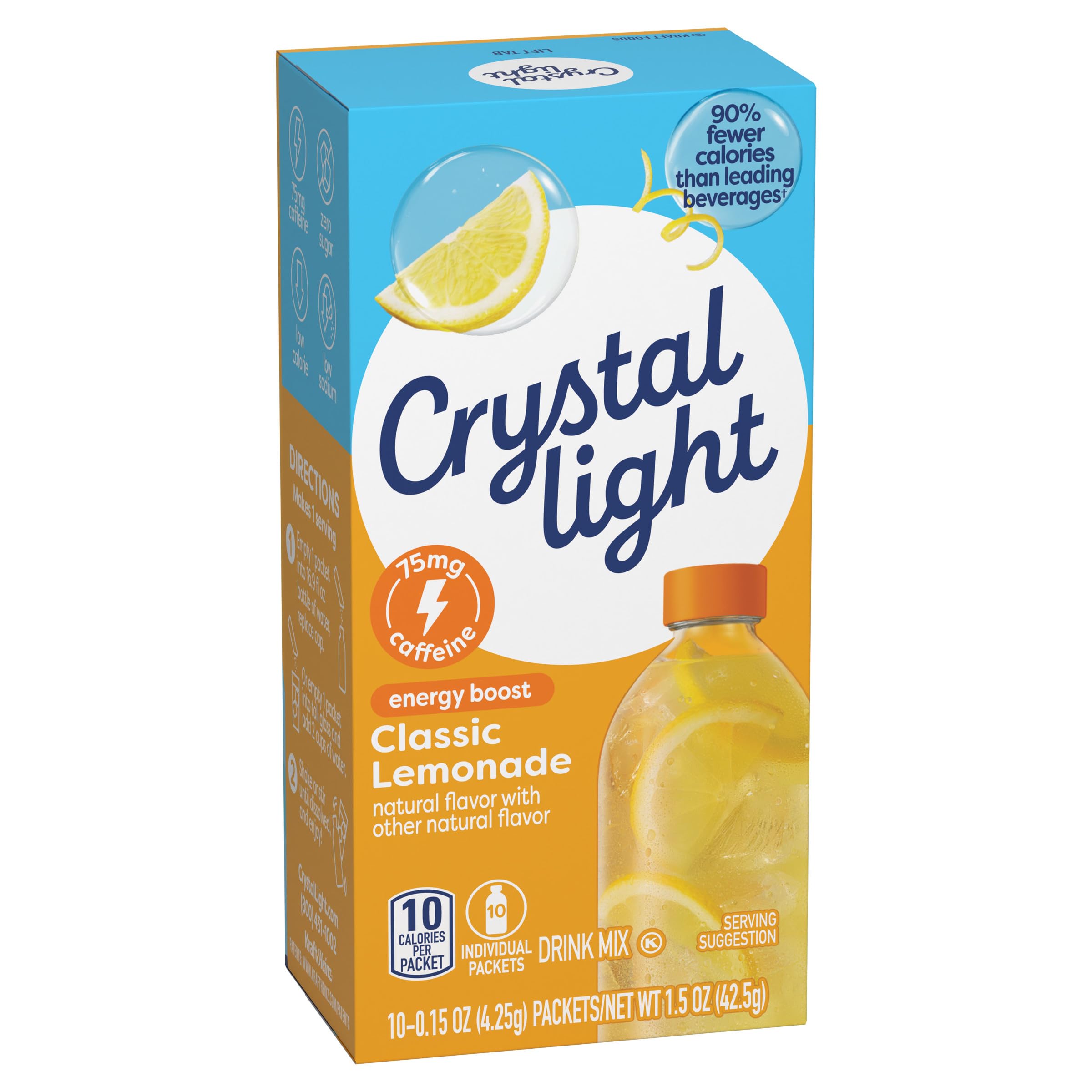 Crystal Light Energy Boost Lemonade packet in gym locker for post-workout flavor