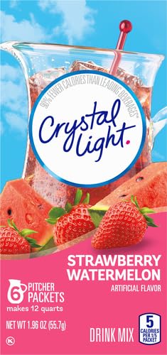 Crystal Light packets being poured into water for quick refreshment.