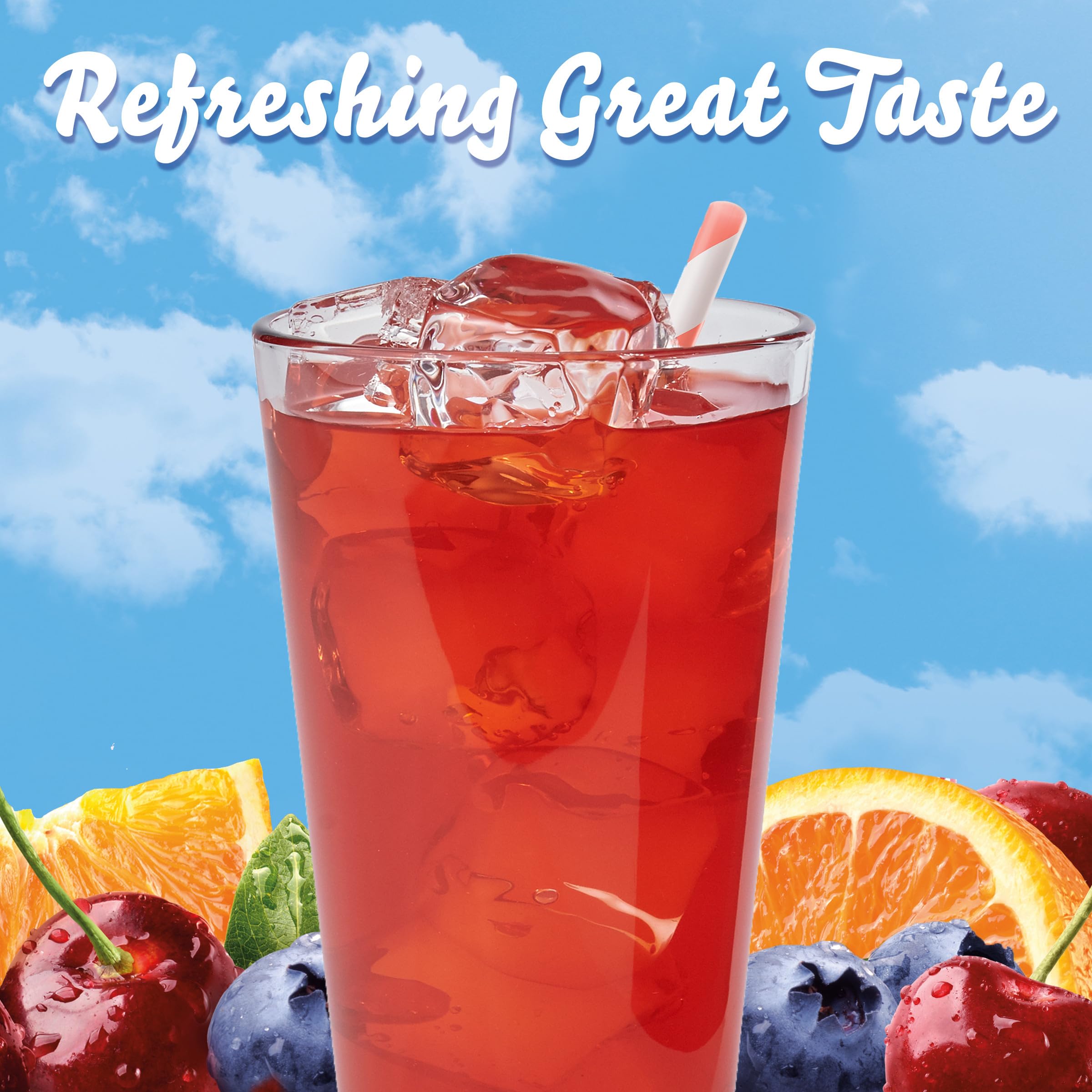 Crystal Light Fruit Punch contains aspartame and natural flavors for balanced taste