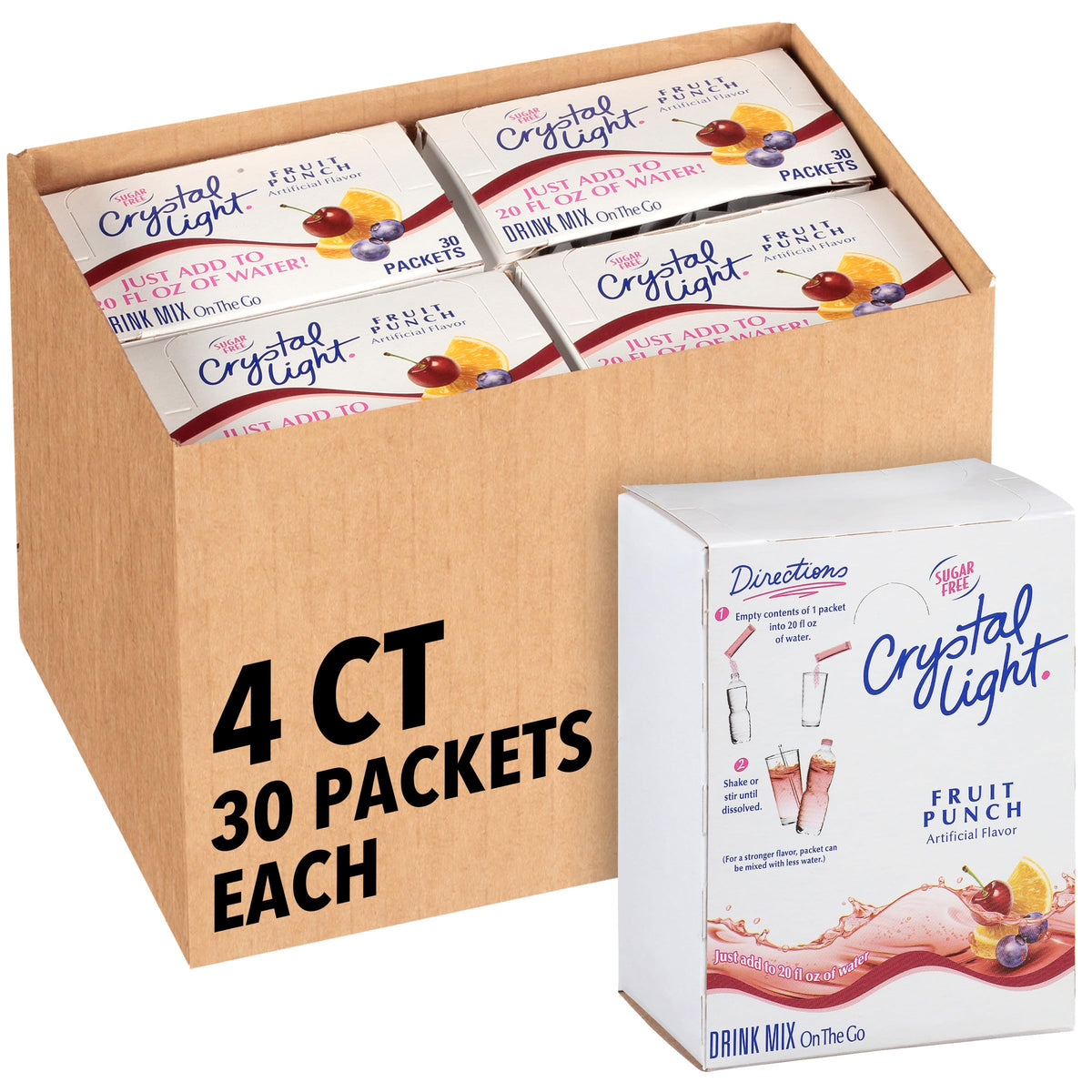 Crystal Light Fruit Punch on-the-go packets for zero-calorie flavor in water