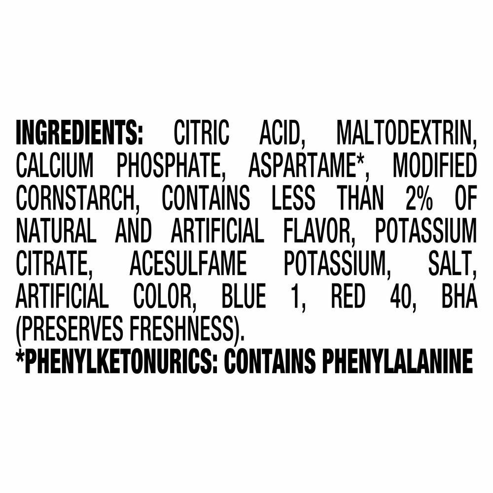 Crystal Light Fruit Punch single packet opened and poured into water for instant flavor.