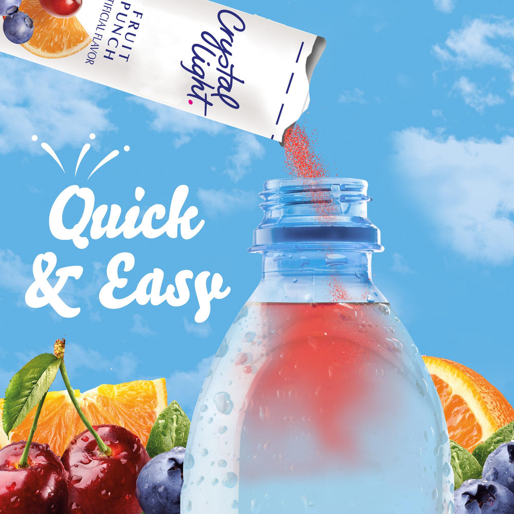 Crystal Light Fruit Punch tear-open packets ready to mix in water