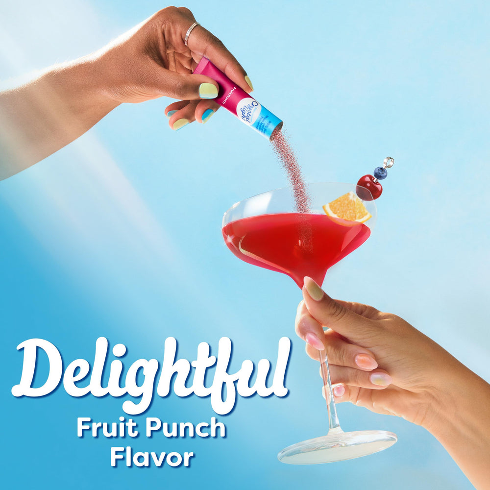 Crystal Light Fruit Punch container in a bag for travel and on-the-go use.