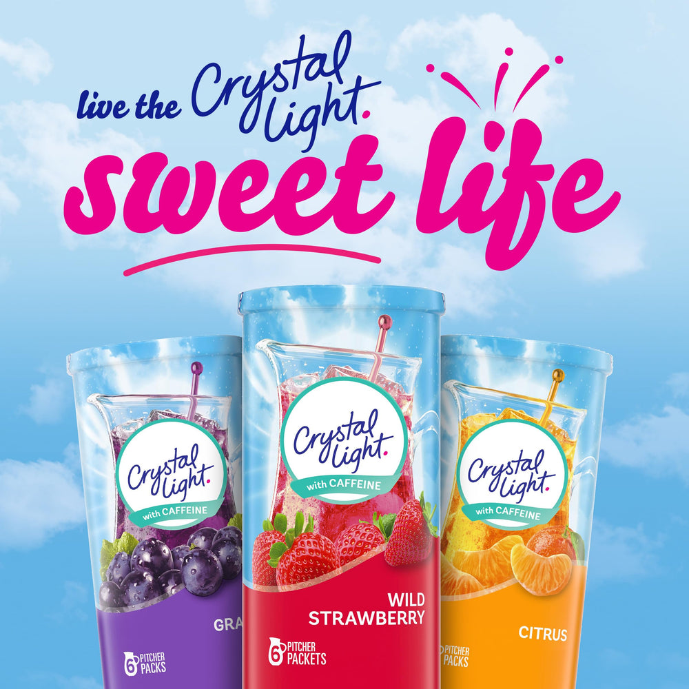 Crystal Light Wild Strawberry aroma and fruity taste for a quick pick-me-up.