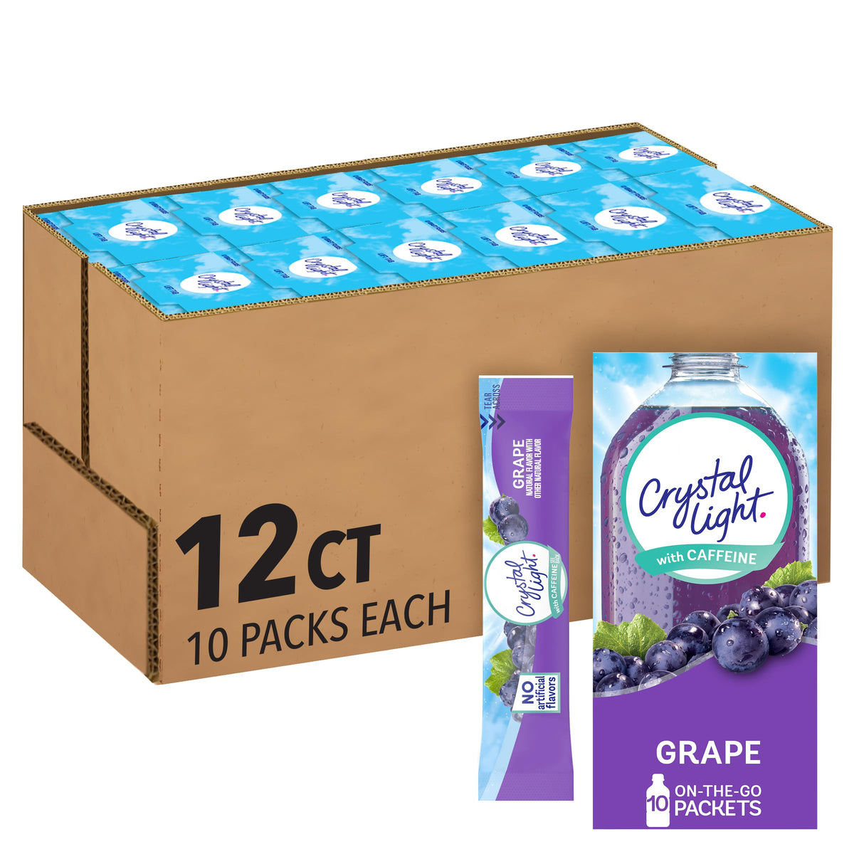 Crystal Light Grape on-the-go boxes with single-serve flavor packets for easy hydration