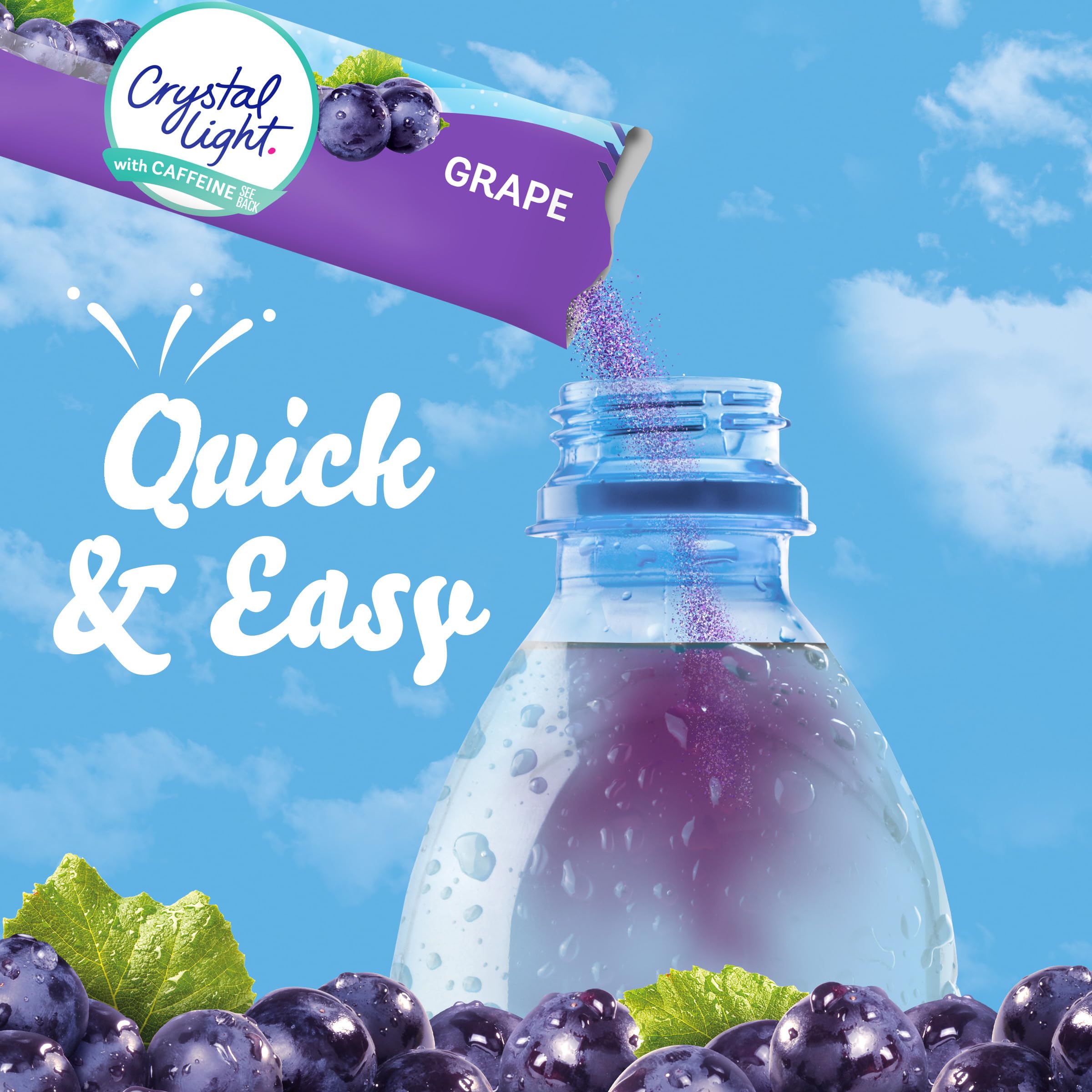 Crystal Light Grape packet opened and poured into water