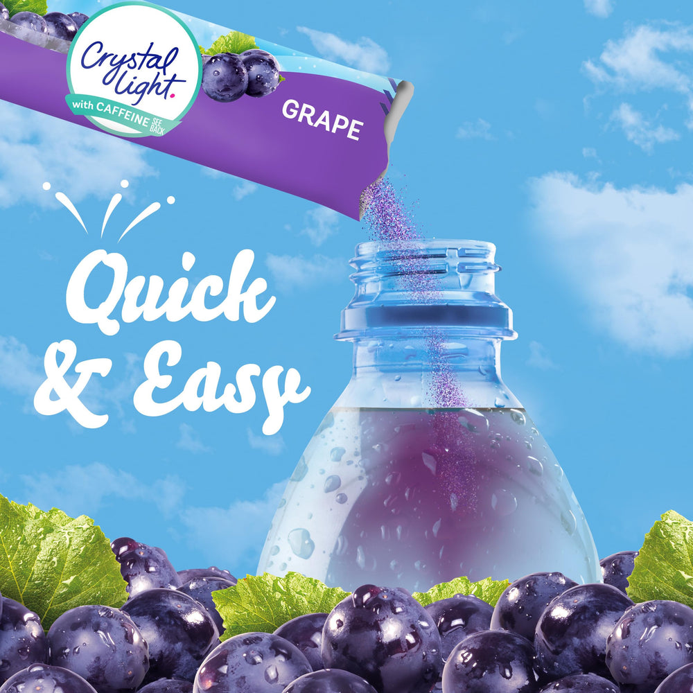Crystal Light Grape zero-sugar packet offers guilt-free energy