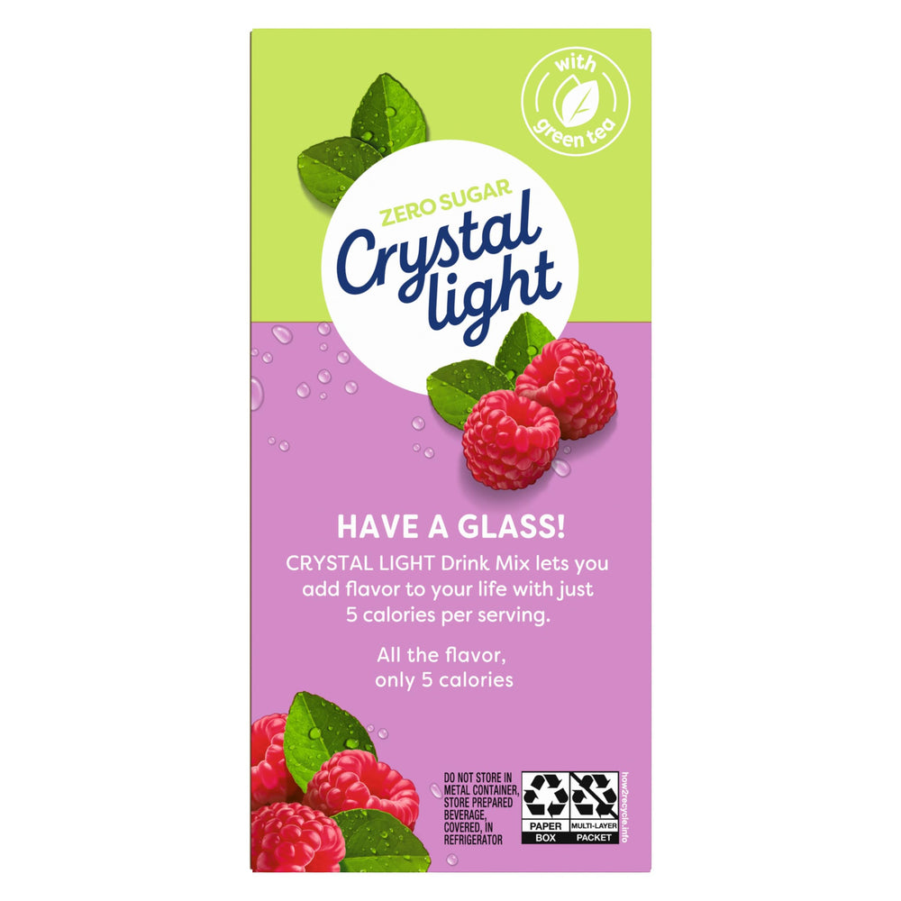 Crystal Light green tea glass with ice, crisp and refreshing.