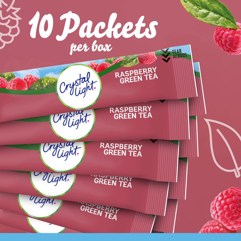 Crystal Light green tea leaves suggest natural flavor base.