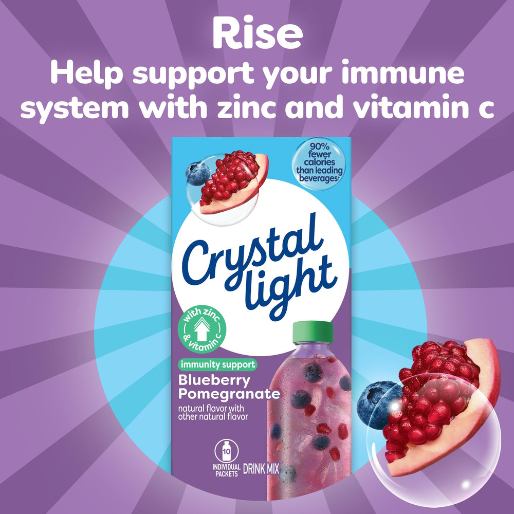 Crystal Light Immunity Support kitchen scene with prepared drink.