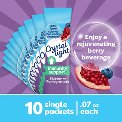 Crystal Light Immunity Support packet being poured into a water bottle.
