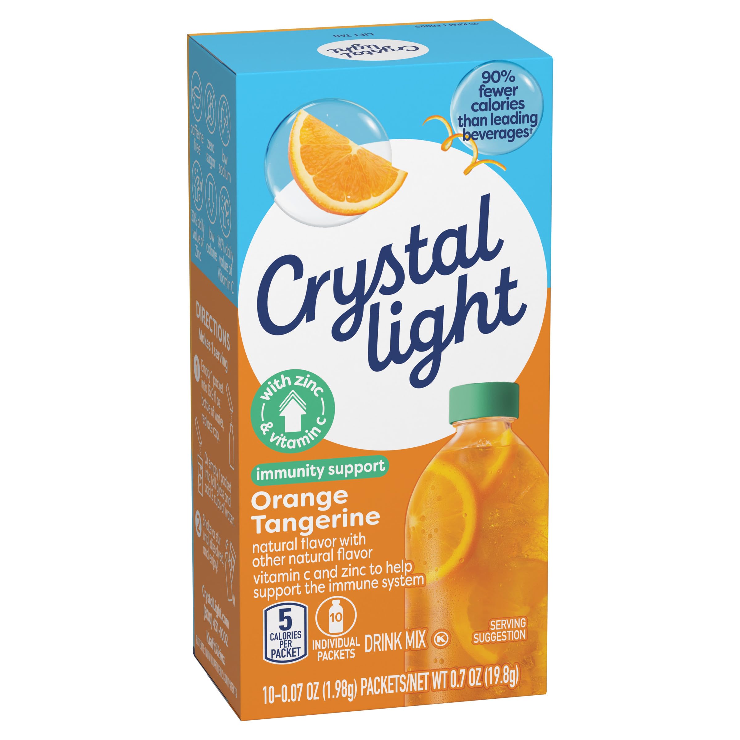 Crystal Light Immunity on a desk with water bottle for quick sip