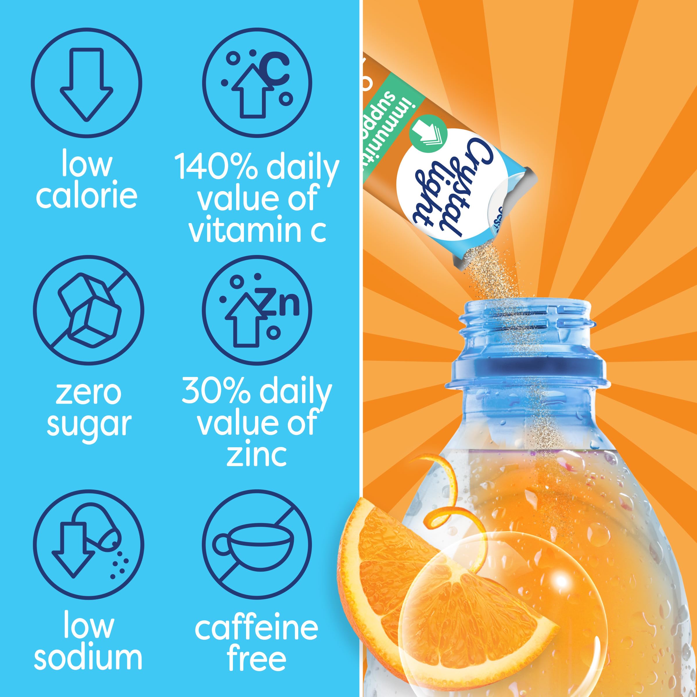 Crystal Light Immunity packet in hand for on-the-go use