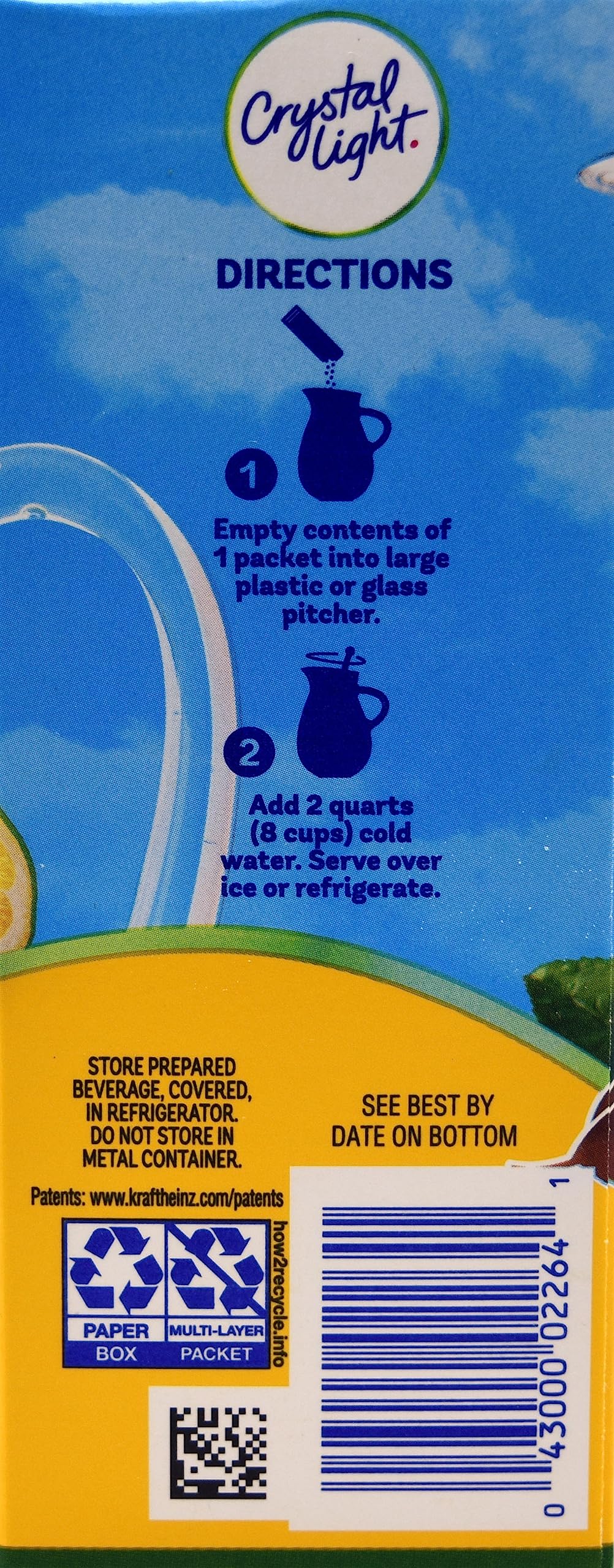 Measuring scoop with Crystal Light for quick, low-calorie cooling drinks.