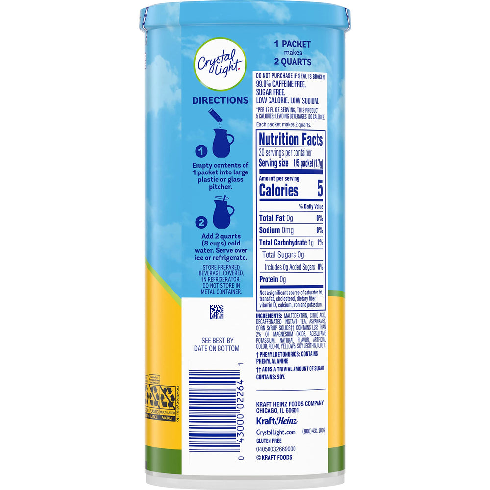Crystal Light Lemon glass with lemon wedge conveys summertime hydration choice.