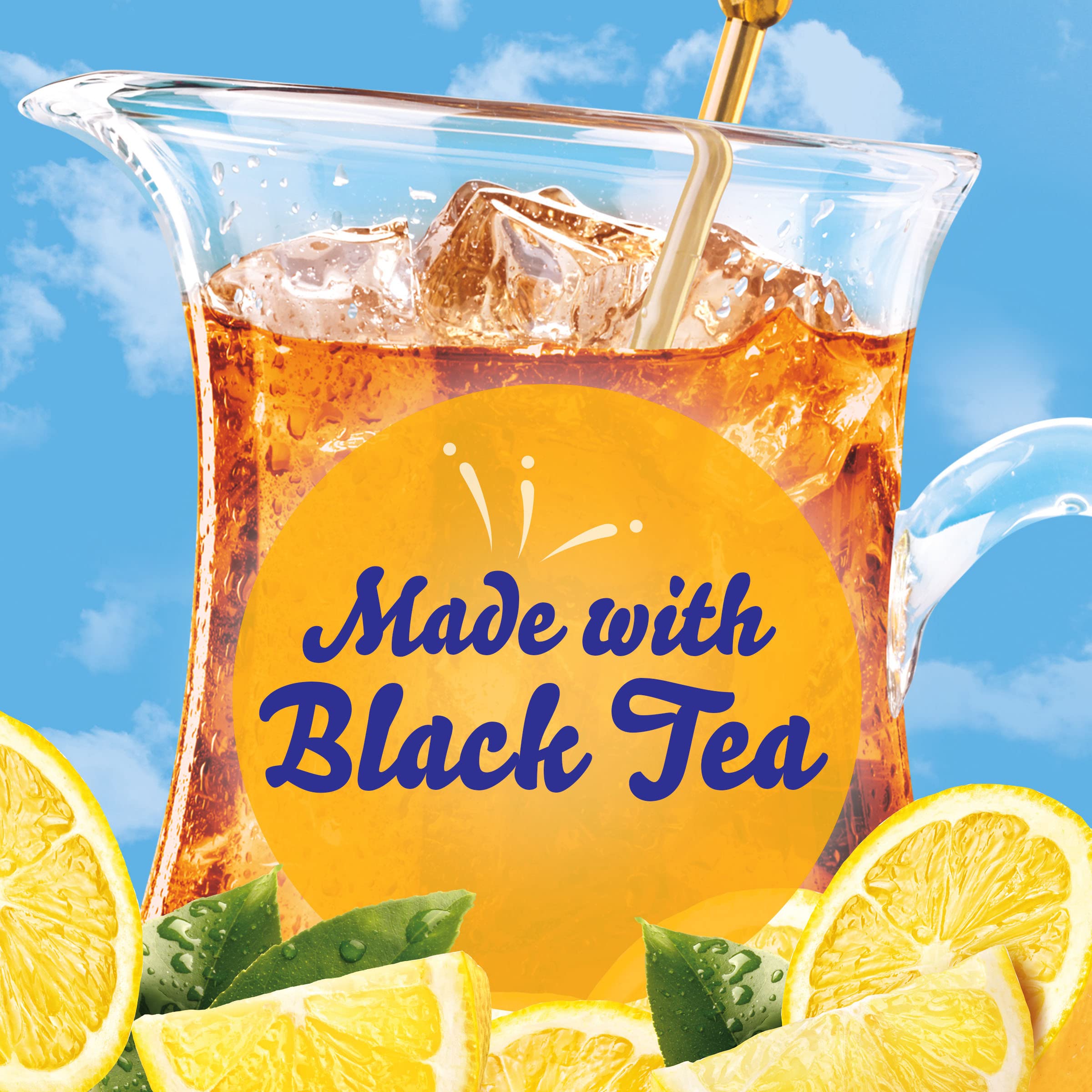 Crystal Light Lemon Iced Tea on a kitchen counter for quick prep.