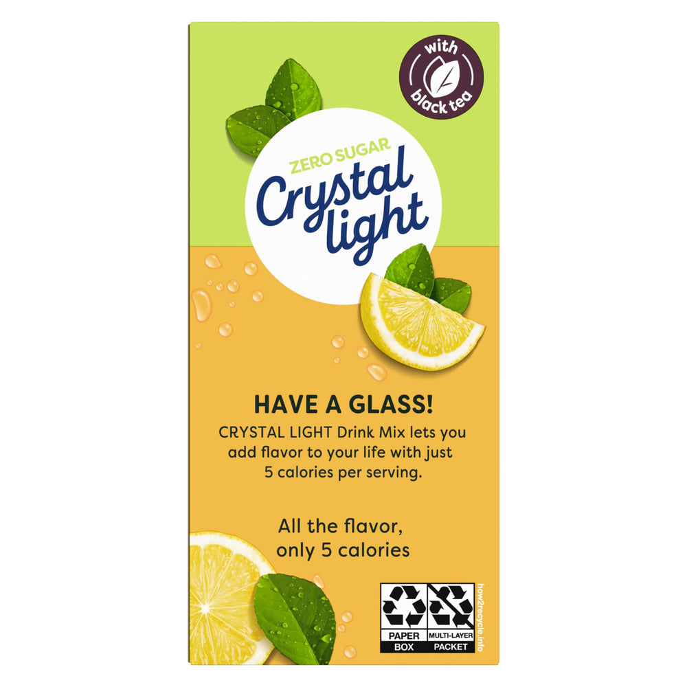 Crystal Light Lemon Iced Tea powder dissolving in water for a refreshing drink