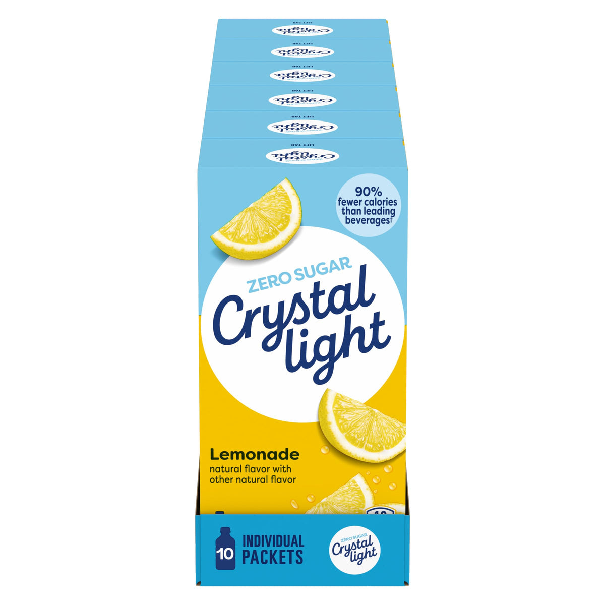 Crystal Light Lemonade packets in a twelve-box set for portable hydration.
