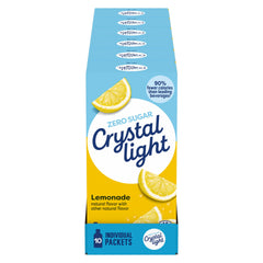 Crystal Light Lemonade packets in a twelve-box set for portable hydration.
