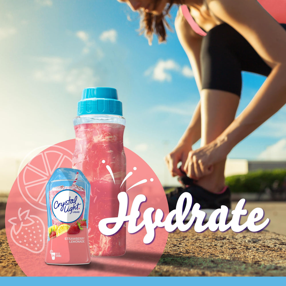 Crystal Light Liquid Strawberry Lemonade compact bottle in a bag
