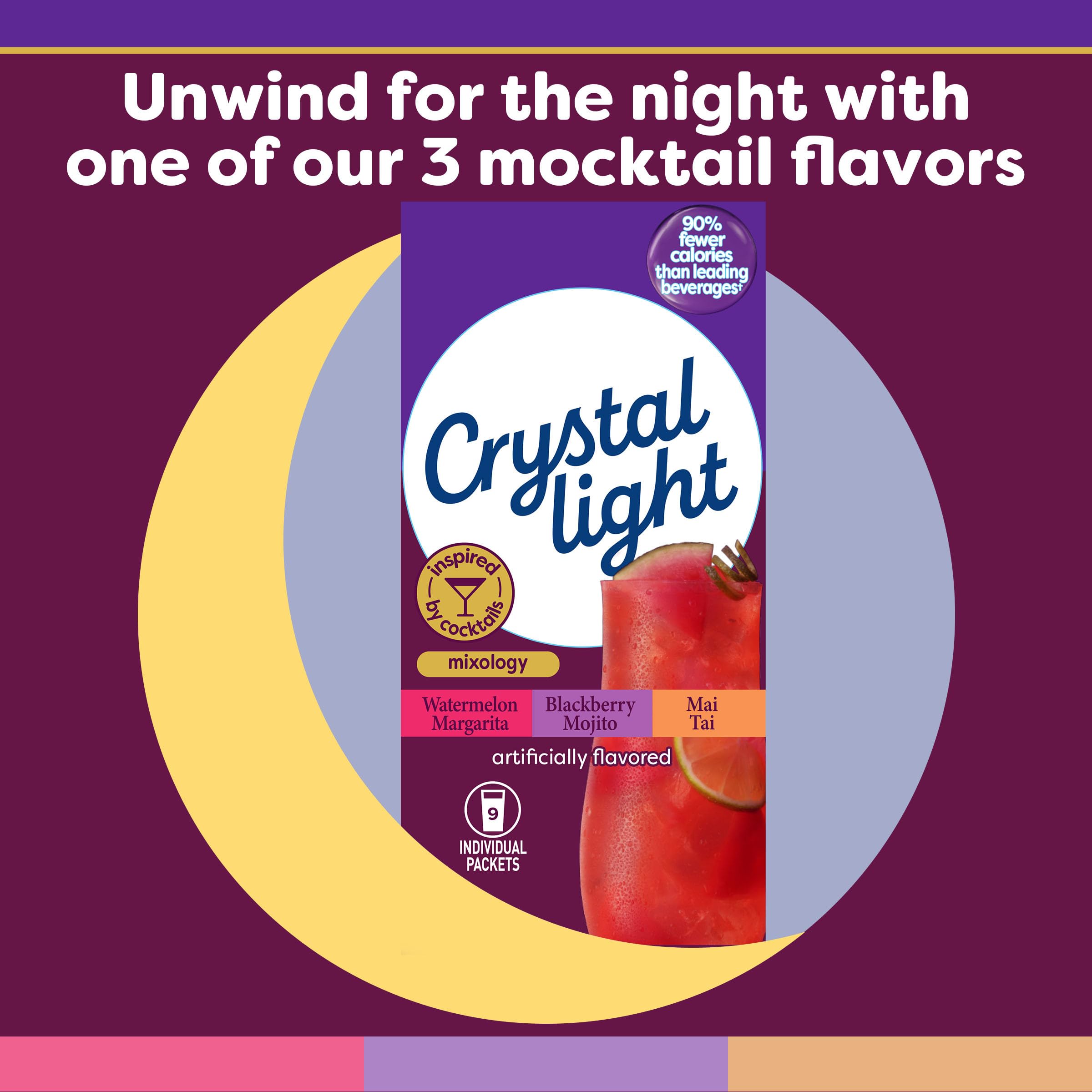 Close-up of Crystal Light Packaging highlighting flavor variety and portability