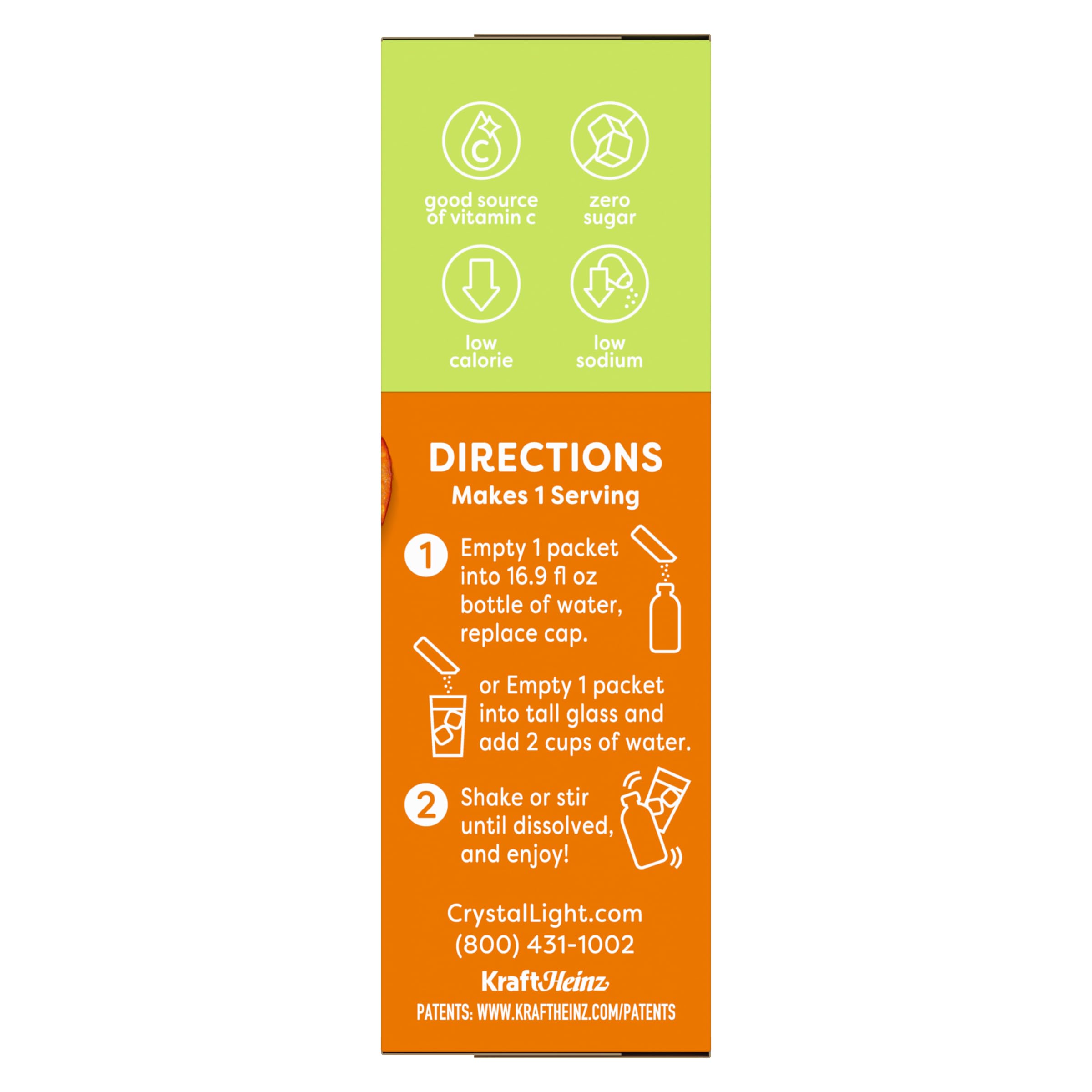 Crystal Light On The Go 5 calories per packet graphic highlight.