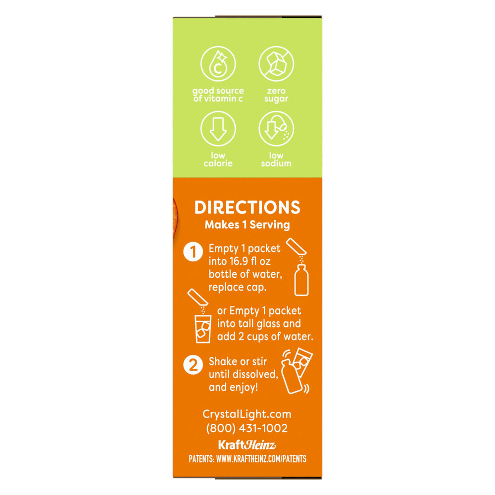 Crystal Light On The Go 5 calories per packet graphic highlight.