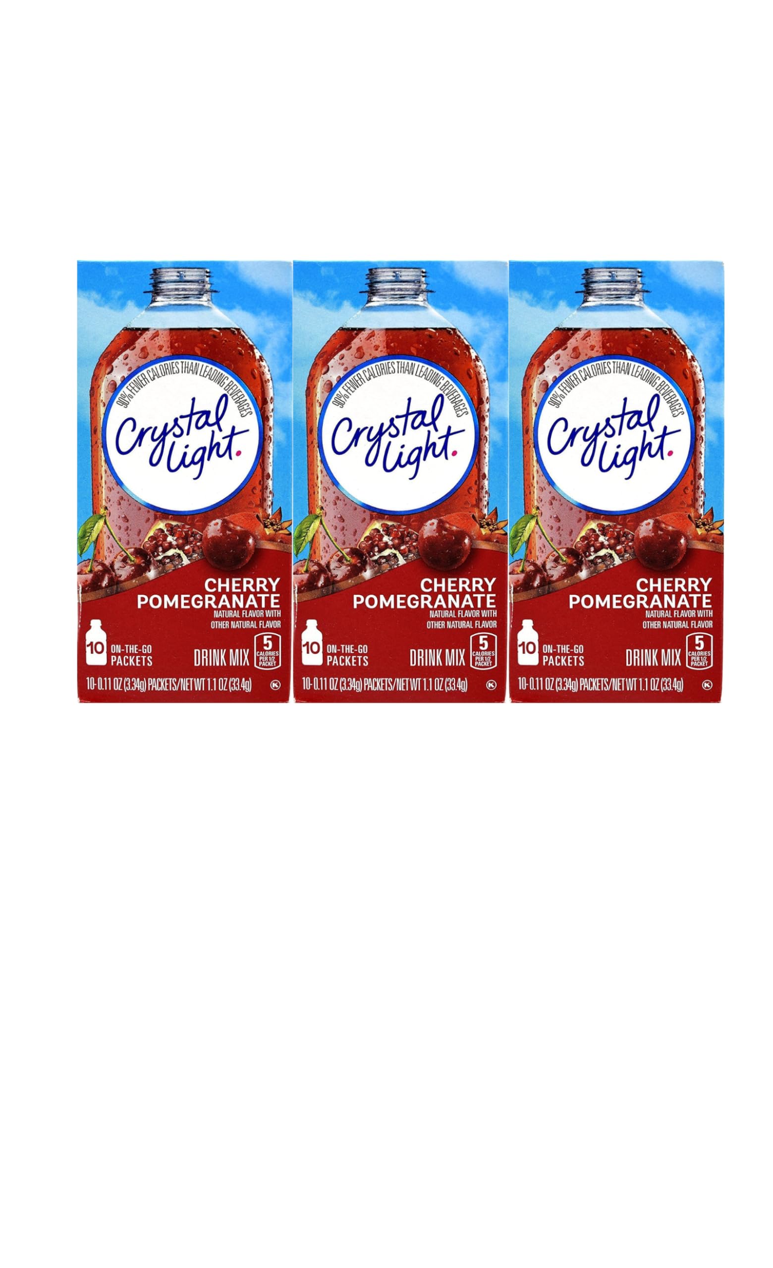 Crystal Light On The Go cherry pomegranate packets for convenient on-the-go flavor.