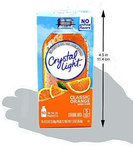 Crystal Light On The Go Orange box travel friendly packs in a box