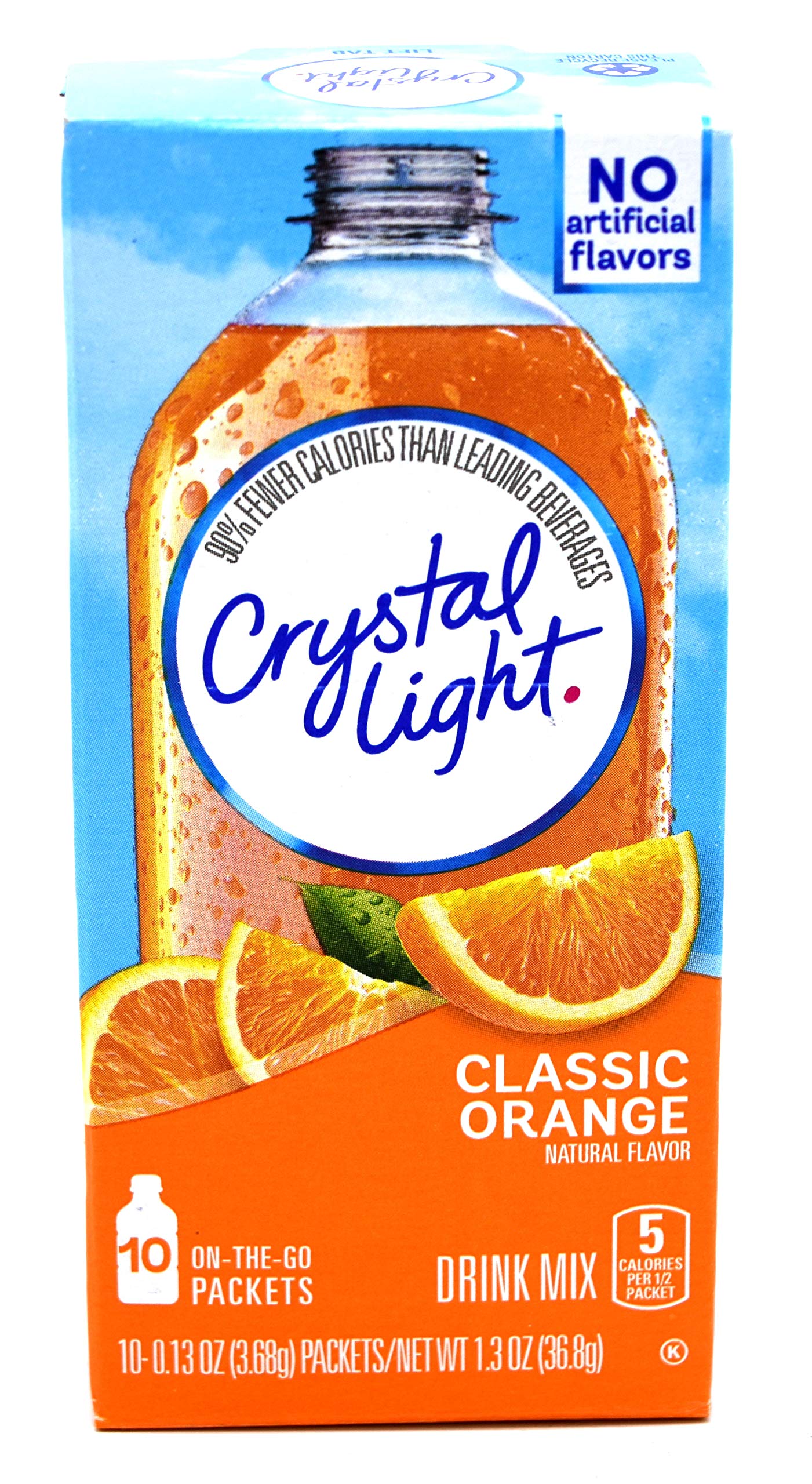 Crystal Light On The Go Classic Orange front view with vibrant flavor for hydration