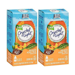 Crystal Light Peach On-the-Go box highlights peach flavor and convenient sachets.