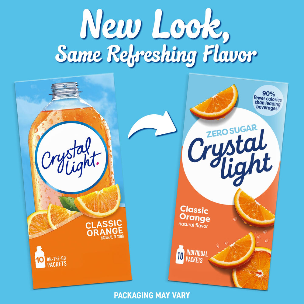 Crystal Light Orange Drink Mix bottle with water, ready for hydration.