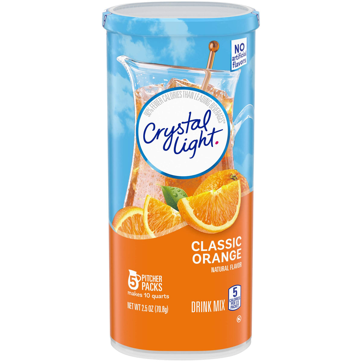 Crystal Light Classic Orange Drink Mix bottle pour for on-the-go hydration and refreshment