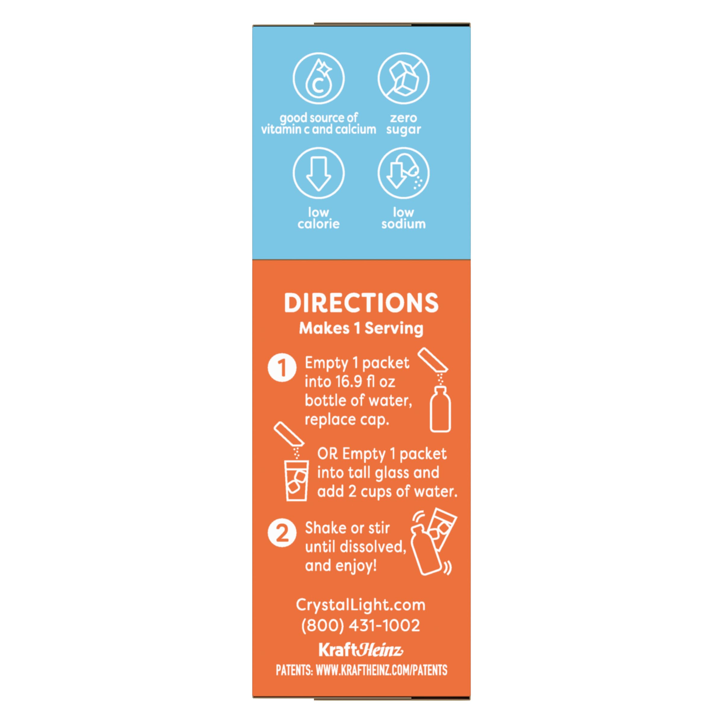 Crystal Light Orange Drink Mix travel packets prepared for on-the-go flavor.